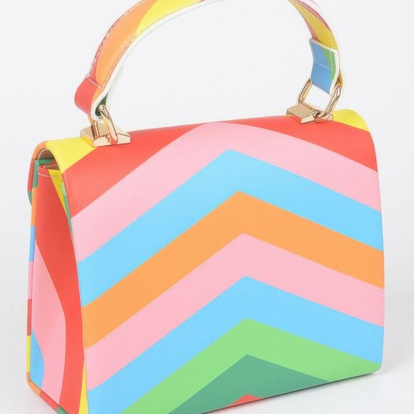 Graffiti Print Round Top Handle Crossbody Bag Clutch Wallet  Rainbow Print Top Handle Clutch
